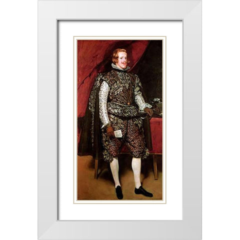 King Philip IV In A Costume With Silver White Modern Wood Framed Art Print with Double Matting by Velazquez, Diego