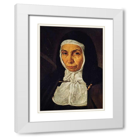 Mother Jeronima De La Fuente White Modern Wood Framed Art Print with Double Matting by Velazquez, Diego