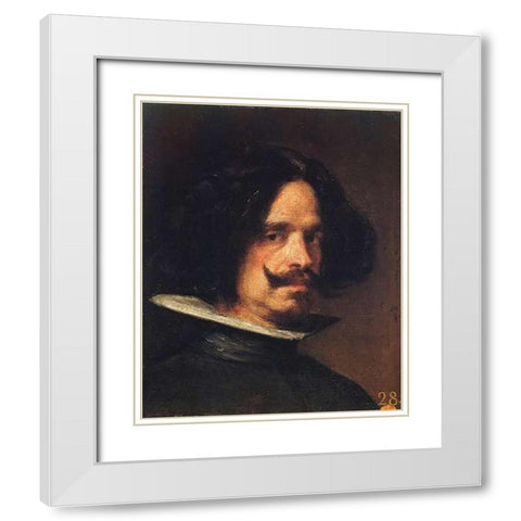 Self Portrait White Modern Wood Framed Art Print with Double Matting by Velazquez, Diego