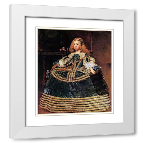 The Infanta Margarita In A Blue Dress White Modern Wood Framed Art Print with Double Matting by Velazquez, Diego