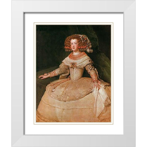 The Infanta Maria Teresa White Modern Wood Framed Art Print with Double Matting by Velazquez, Diego