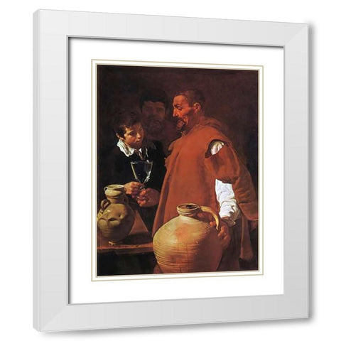 The Water Carrier White Modern Wood Framed Art Print with Double Matting by Velazquez, Diego