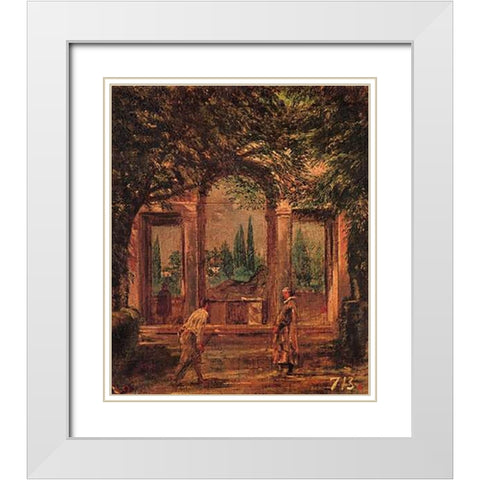 View Of The Gardens Of The Villa Medici Rome White Modern Wood Framed Art Print with Double Matting by Velazquez, Diego