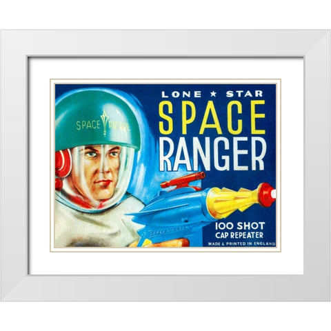 Lone Star Space Ranger 100 Shot Cap Repeater White Modern Wood Framed Art Print with Double Matting by Retrobot