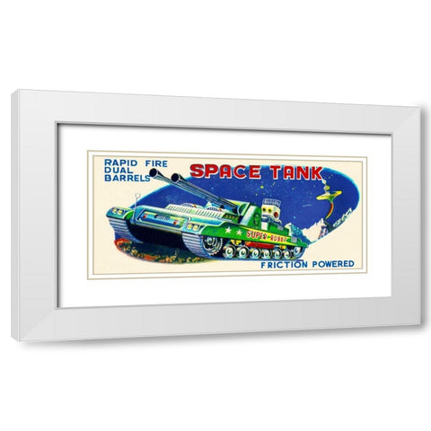Rapid Fire Dual Barrell Space Tank White Modern Wood Framed Art Print with Double Matting by Retrobot
