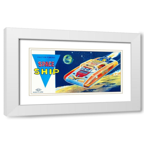 Friction Powered Space Ship SS-18 White Modern Wood Framed Art Print with Double Matting by Retrobot