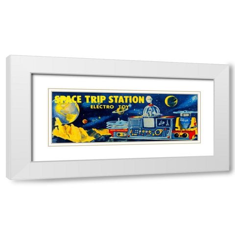 Space Trip Station Electro Toy White Modern Wood Framed Art Print with Double Matting by Retrobot