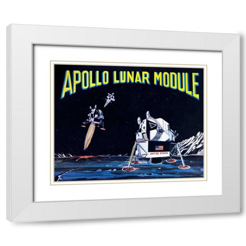 Apollo Lunar Module White Modern Wood Framed Art Print with Double Matting by Retrobot