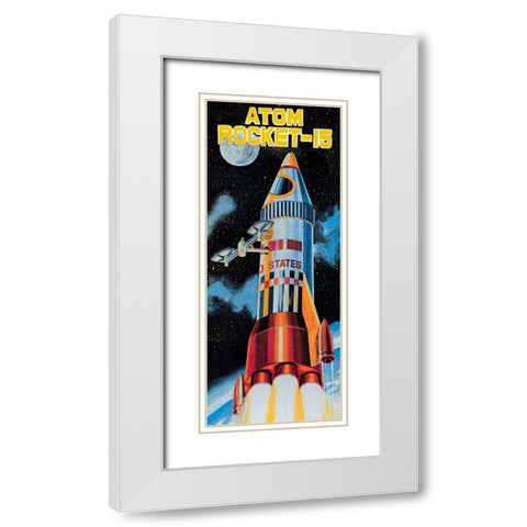 Atom Rocket-15 White Modern Wood Framed Art Print with Double Matting by Retrobot