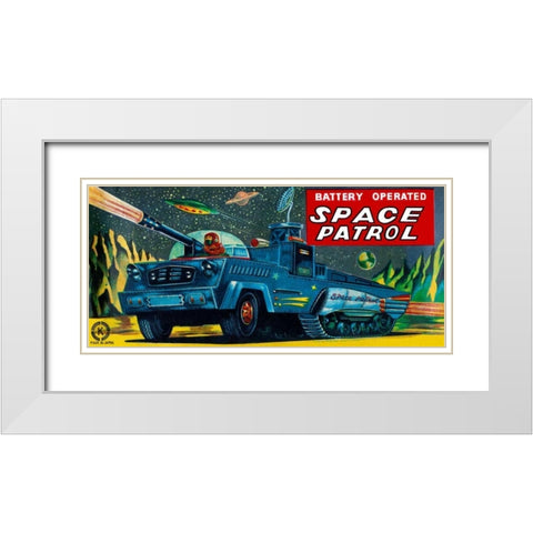 Space Patrol White Modern Wood Framed Art Print with Double Matting by Retrobot