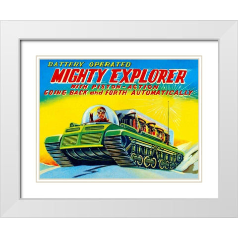 Mighty Explorer with Piston Action White Modern Wood Framed Art Print with Double Matting by Retrobot