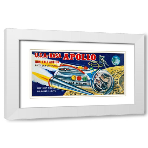 U.S.A. - NASA Apollo White Modern Wood Framed Art Print with Double Matting by Retrobot
