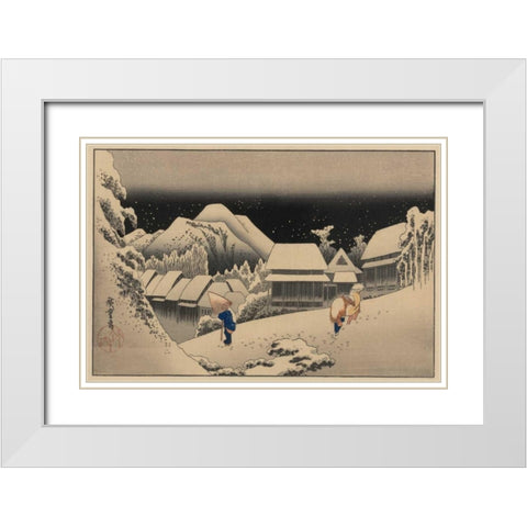 Kanbara White Modern Wood Framed Art Print with Double Matting by Hiroshige, Ando