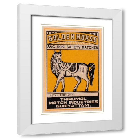Golden Horse Avg. 50s Safety Matches White Modern Wood Framed Art Print with Double Matting by Phillumenart