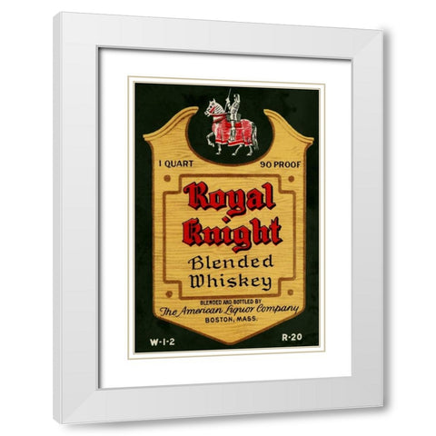 Royal Knight Blended Whiskey White Modern Wood Framed Art Print with Double Matting by Vintage Booze Labels