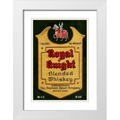 Royal Knight Blended Whiskey White Modern Wood Framed Art Print with Double Matting by Vintage Booze Labels