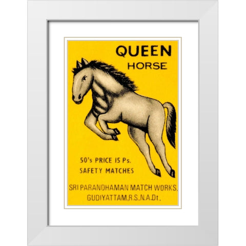 Queen Horse Matches White Modern Wood Framed Art Print with Double Matting by Phillumenart