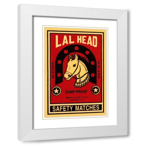 LAL Head Safety Matches White Modern Wood Framed Art Print with Double Matting by Phillumenart