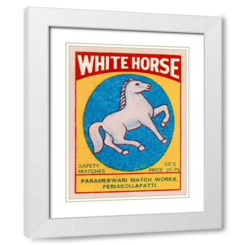 White Horse Matches White Modern Wood Framed Art Print with Double Matting by Phillumenart
