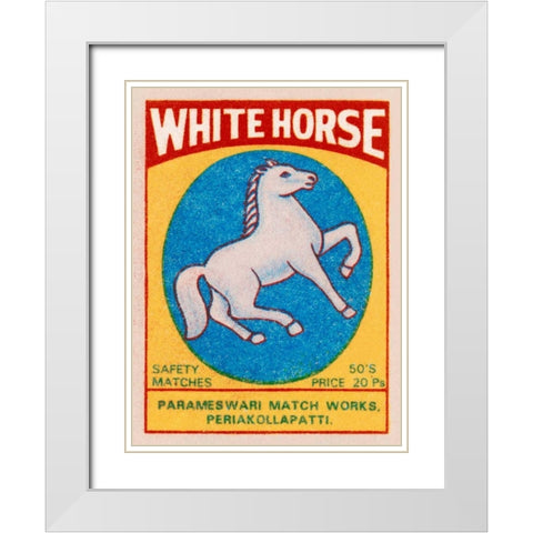 White Horse Matches White Modern Wood Framed Art Print with Double Matting by Phillumenart