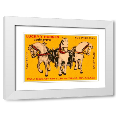 Lucky Horses Matches White Modern Wood Framed Art Print with Double Matting by Phillumenart
