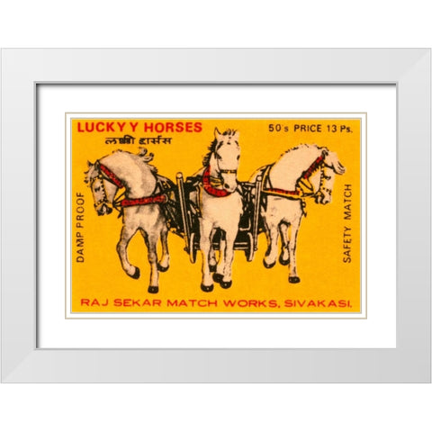 Lucky Horses Matches White Modern Wood Framed Art Print with Double Matting by Phillumenart