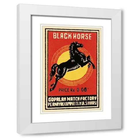 Black Horse Matches White Modern Wood Framed Art Print with Double Matting by Phillumenart