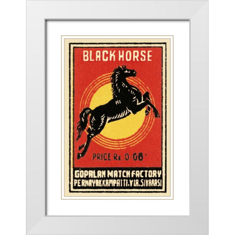 Black Horse Matches White Modern Wood Framed Art Print with Double Matting by Phillumenart