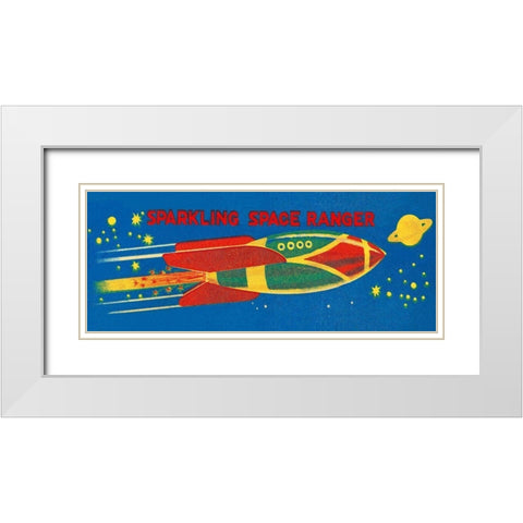 Sparkling Space Ranger White Modern Wood Framed Art Print with Double Matting by Retrobot
