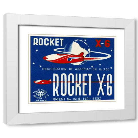 Rocket X-6 White Modern Wood Framed Art Print with Double Matting by Retrobot