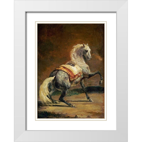 Dappled Grey Horse - Reversed White Modern Wood Framed Art Print with Double Matting by Gericault, Theodore