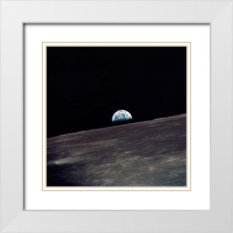 Earthrise, viewed from Apollo 10, 1969 White Modern Wood Framed Art Print with Double Matting by NASA