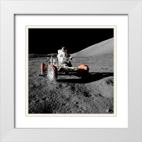 Lunar Roving Vehicle, Apollo 17, 1972 White Modern Wood Framed Art Print with Double Matting by NASA