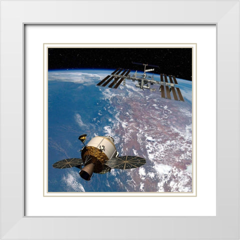 Orion Docking at the International Space Station, Project Constellation White Modern Wood Framed Art Print with Double Matting by NASA