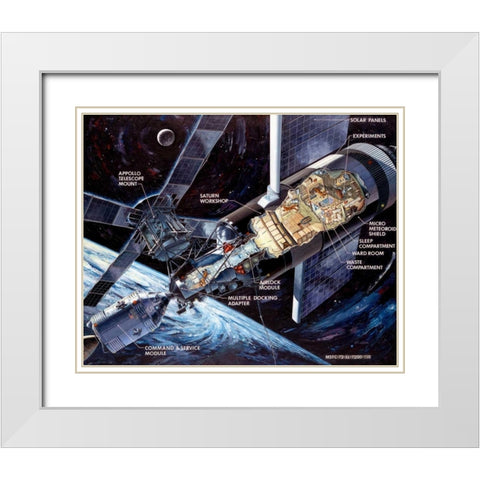 Skylab: Cutaway illustration, 1972 White Modern Wood Framed Art Print with Double Matting by NASA