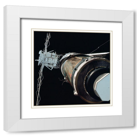 Skylab 1 Orbital Workshop, Viewed from Skylab 2 Command Module, 1973 White Modern Wood Framed Art Print with Double Matting by NASA