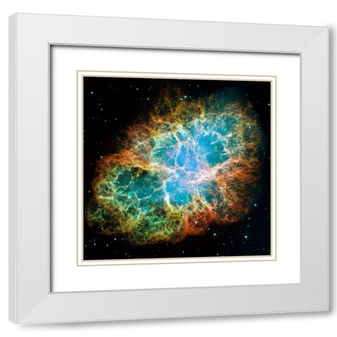Crab Nebula Mosaic White Modern Wood Framed Art Print with Double Matting by NASA