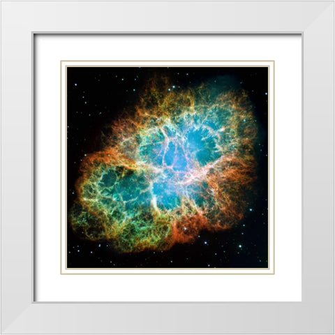 Crab Nebula Mosaic White Modern Wood Framed Art Print with Double Matting by NASA