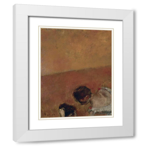 Danseuses Montant Un Escalier - left White Modern Wood Framed Art Print with Double Matting by Degas, Edgar