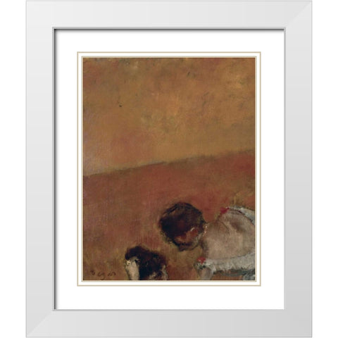 Danseuses Montant Un Escalier - left White Modern Wood Framed Art Print with Double Matting by Degas, Edgar
