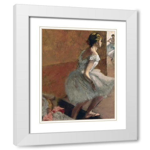 Danseuses Montant Un Escalier - center White Modern Wood Framed Art Print with Double Matting by Degas, Edgar