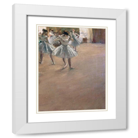 Danseuses Montant Un Escalier - right White Modern Wood Framed Art Print with Double Matting by Degas, Edgar