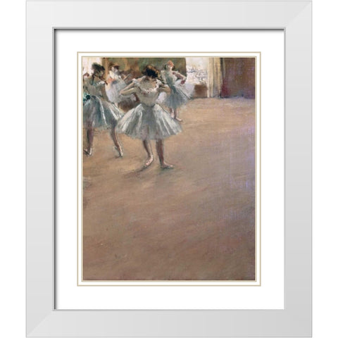 Danseuses Montant Un Escalier - right White Modern Wood Framed Art Print with Double Matting by Degas, Edgar
