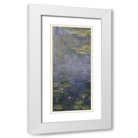 Water Lilies (Nympheas) IV (center) White Modern Wood Framed Art Print with Double Matting by Monet, Claude