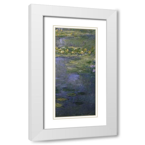 Water Lilies (Nympheas) IV (right) White Modern Wood Framed Art Print with Double Matting by Monet, Claude