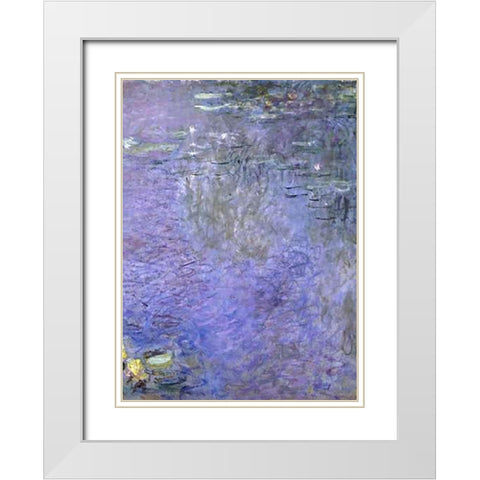 Water Lilies: Morning, c. 1914-26 (center) White Modern Wood Framed Art Print with Double Matting by Monet, Claude