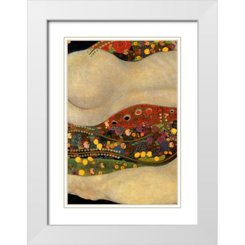 Sea Serpents V - left White Modern Wood Framed Art Print with Double Matting by Klimt, Gustav