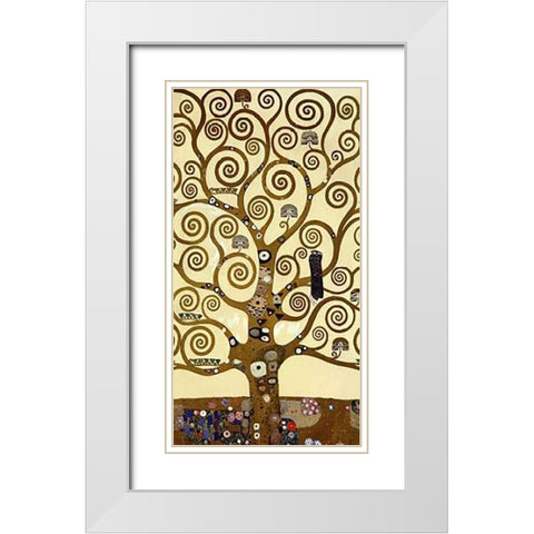 The Stoclet Frieze (center) White Modern Wood Framed Art Print with Double Matting by Klimt, Gustav