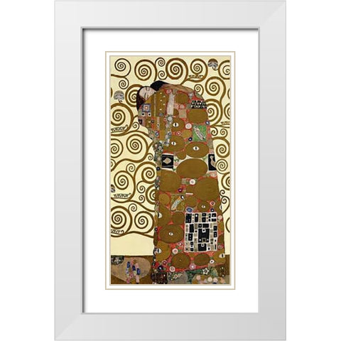 The Stoclet Frieze (right) White Modern Wood Framed Art Print with Double Matting by Klimt, Gustav