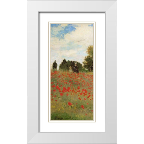 Field Of Poppies - Les Coquelicots 1873 - left White Modern Wood Framed Art Print with Double Matting by Monet, Claude